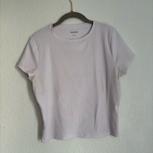 Hollister Women's Light Purple Ribbed Cotton Crew Neck T-Shirt XL Short Sleeve